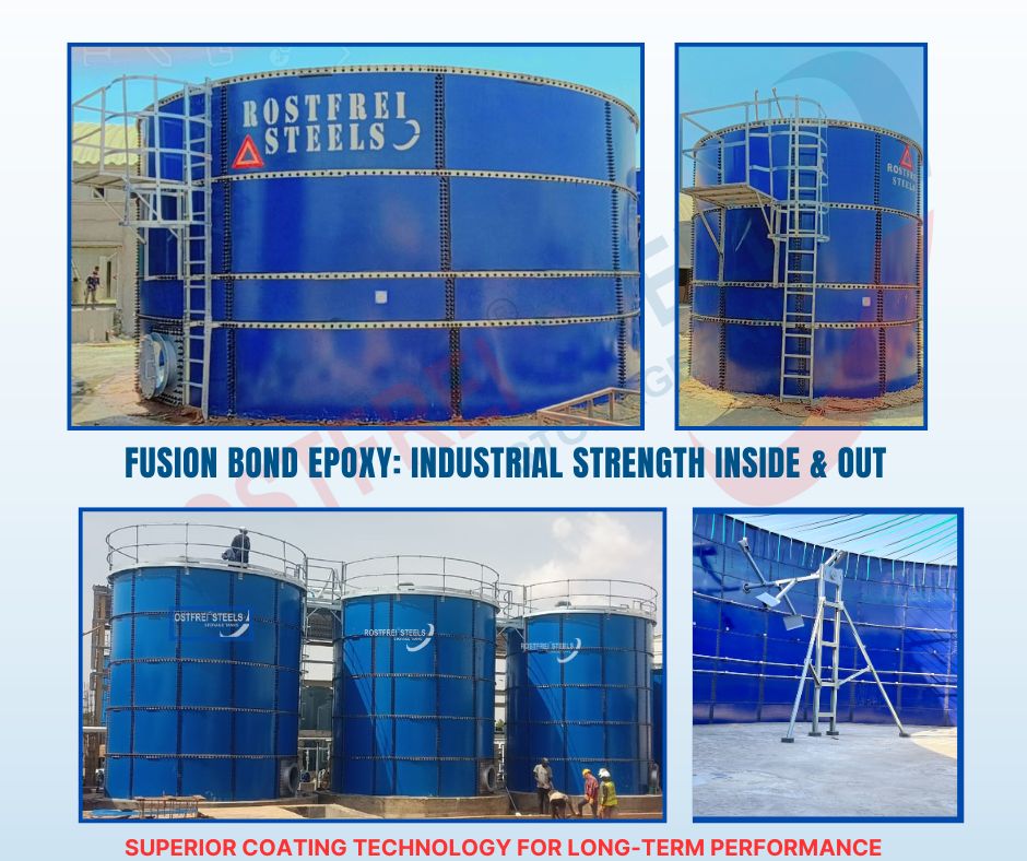 Industrial liquid storage tanks with Fusion Bond Epoxy coating