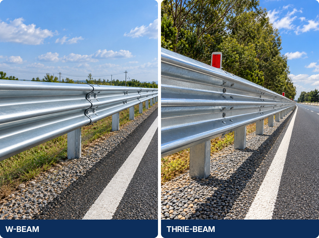 W-Beam and Thrie-Beam Crash Barrier