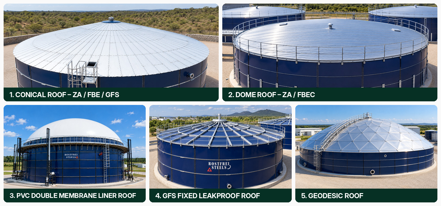 Types of roofs available for Fusion Bond Epoxy tanks