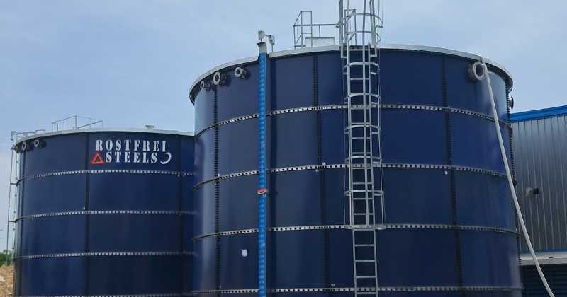 Industrial GFS liner tank by Rostfrei Steels Pvt. Ltd. used for efficient water storage in wastewater and rainwater harvesting applications.